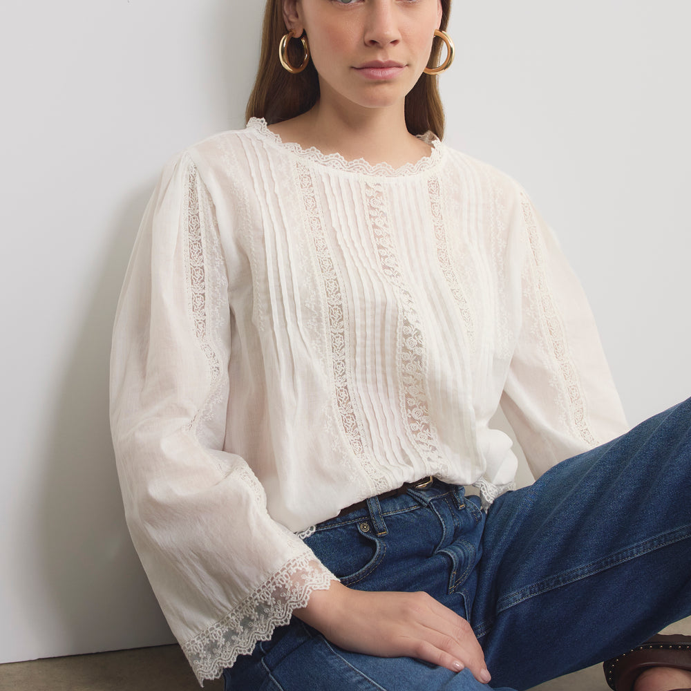 Renee Blouse - White Embroidered