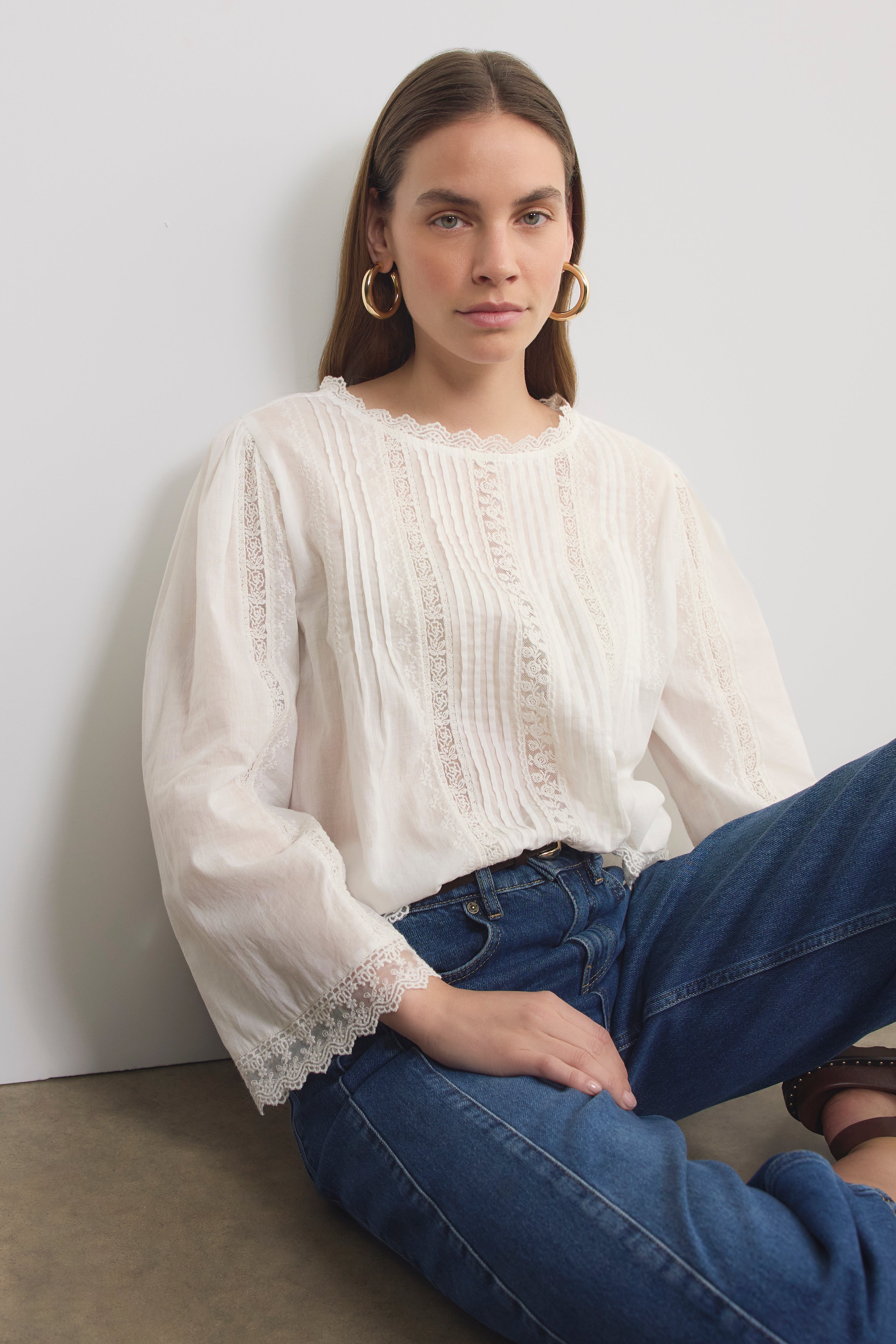 Renee Blouse - White Embroidered