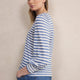 Lily Linen 3/4 V-Neck Top - Chambray Blue/Ivory Stripe