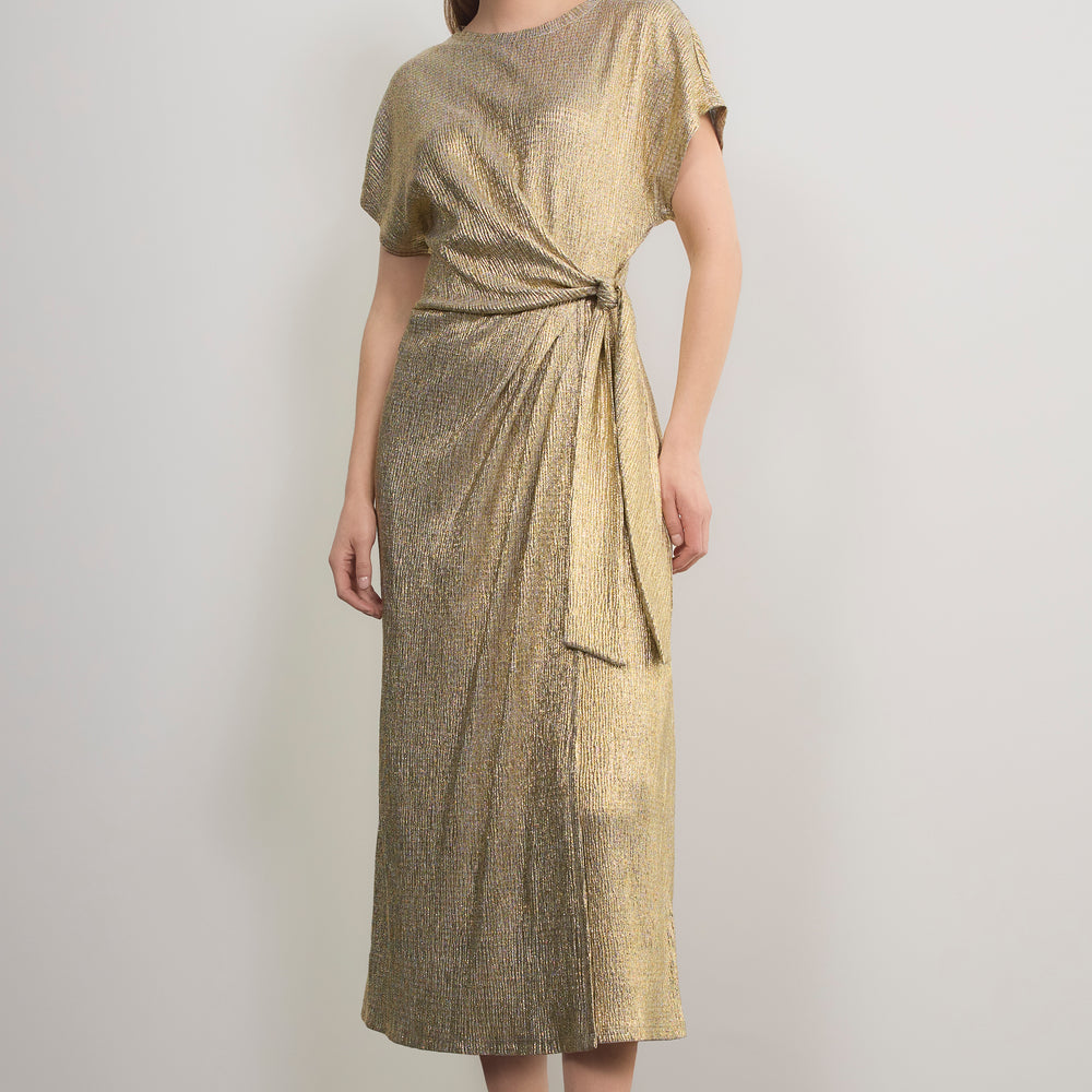 Tia Jersey Dress - Gold Metallic