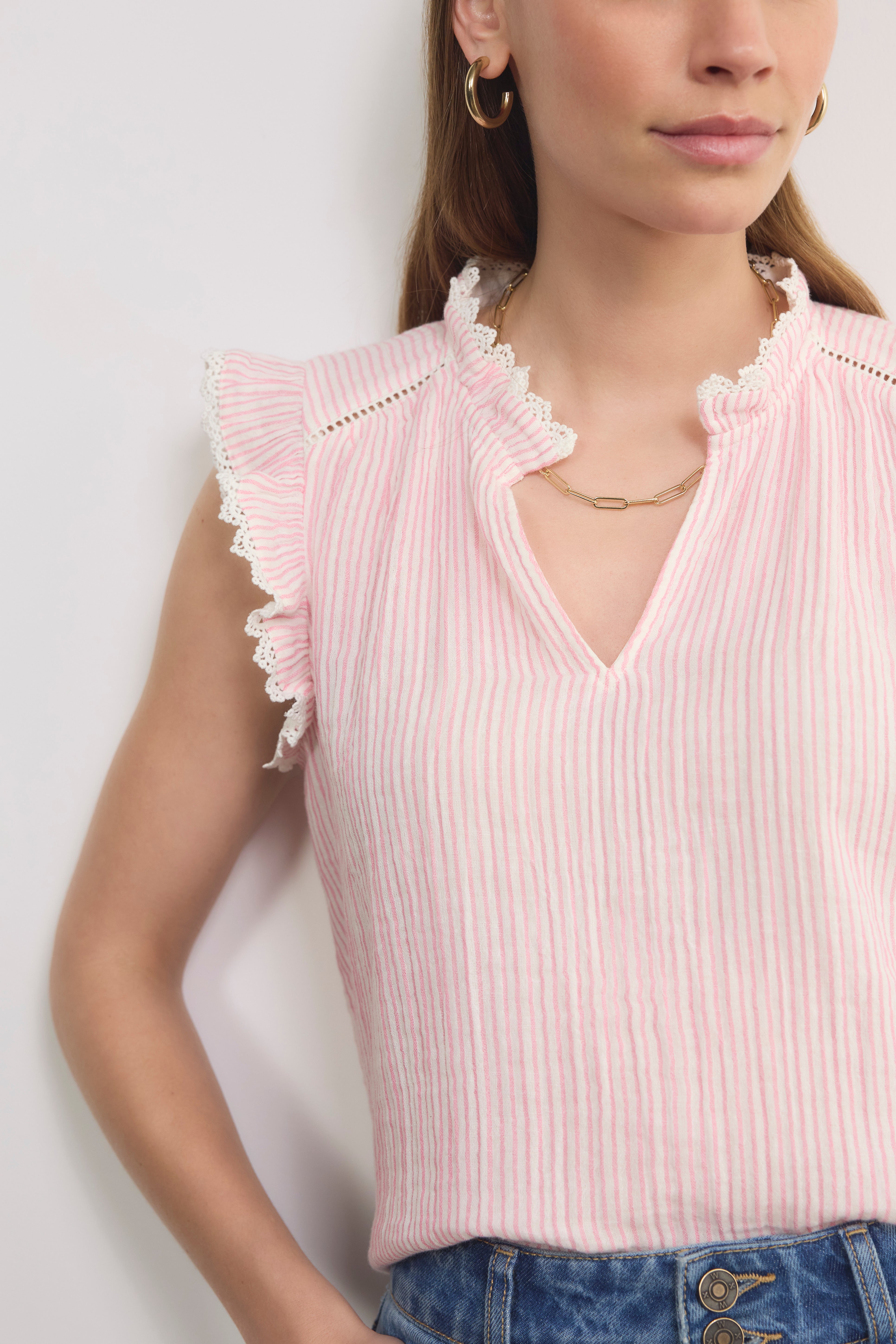 Marlow Top - Blush Pink/White Stripe