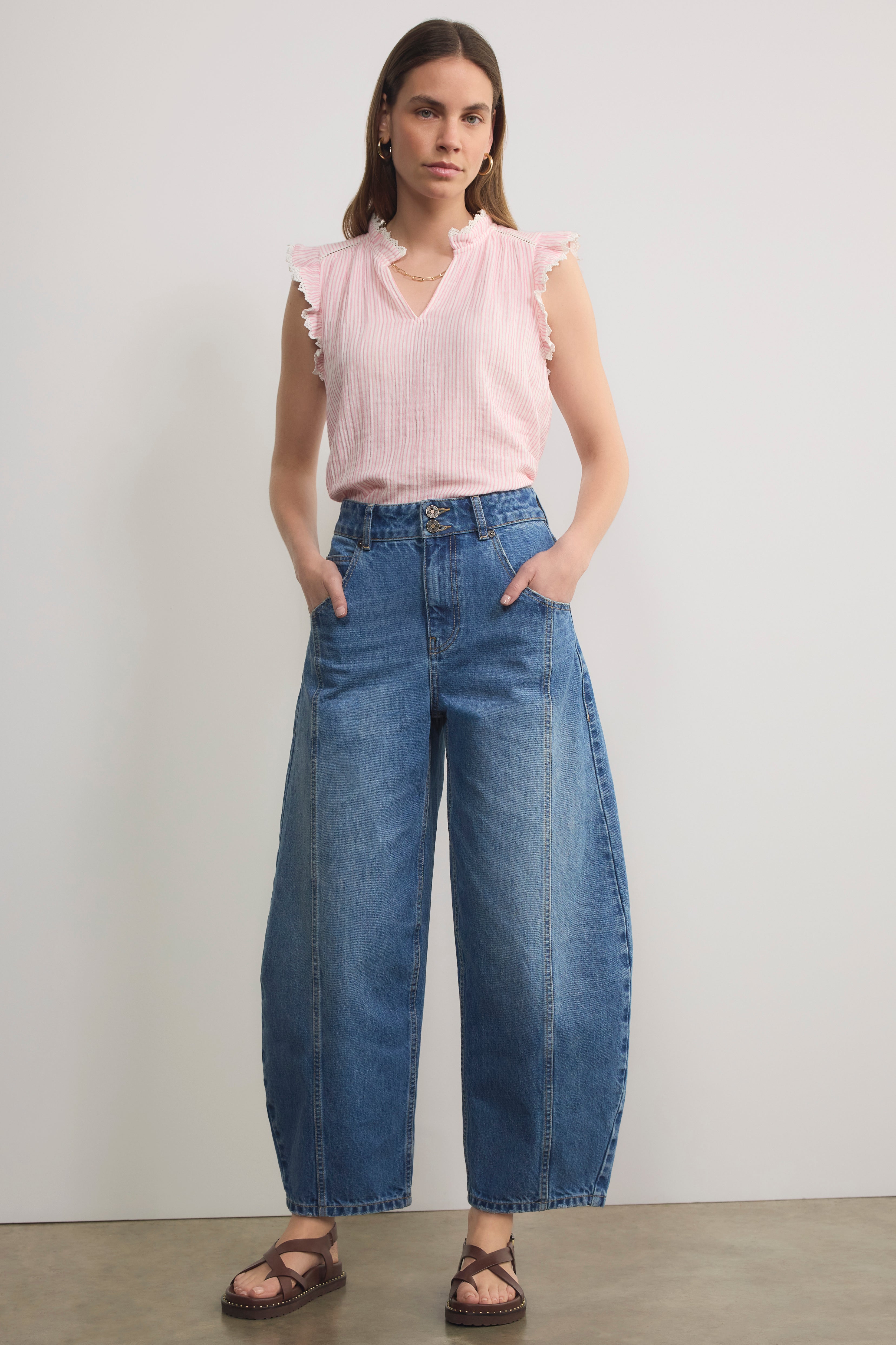 Marlow Top - Blush Pink/White Stripe