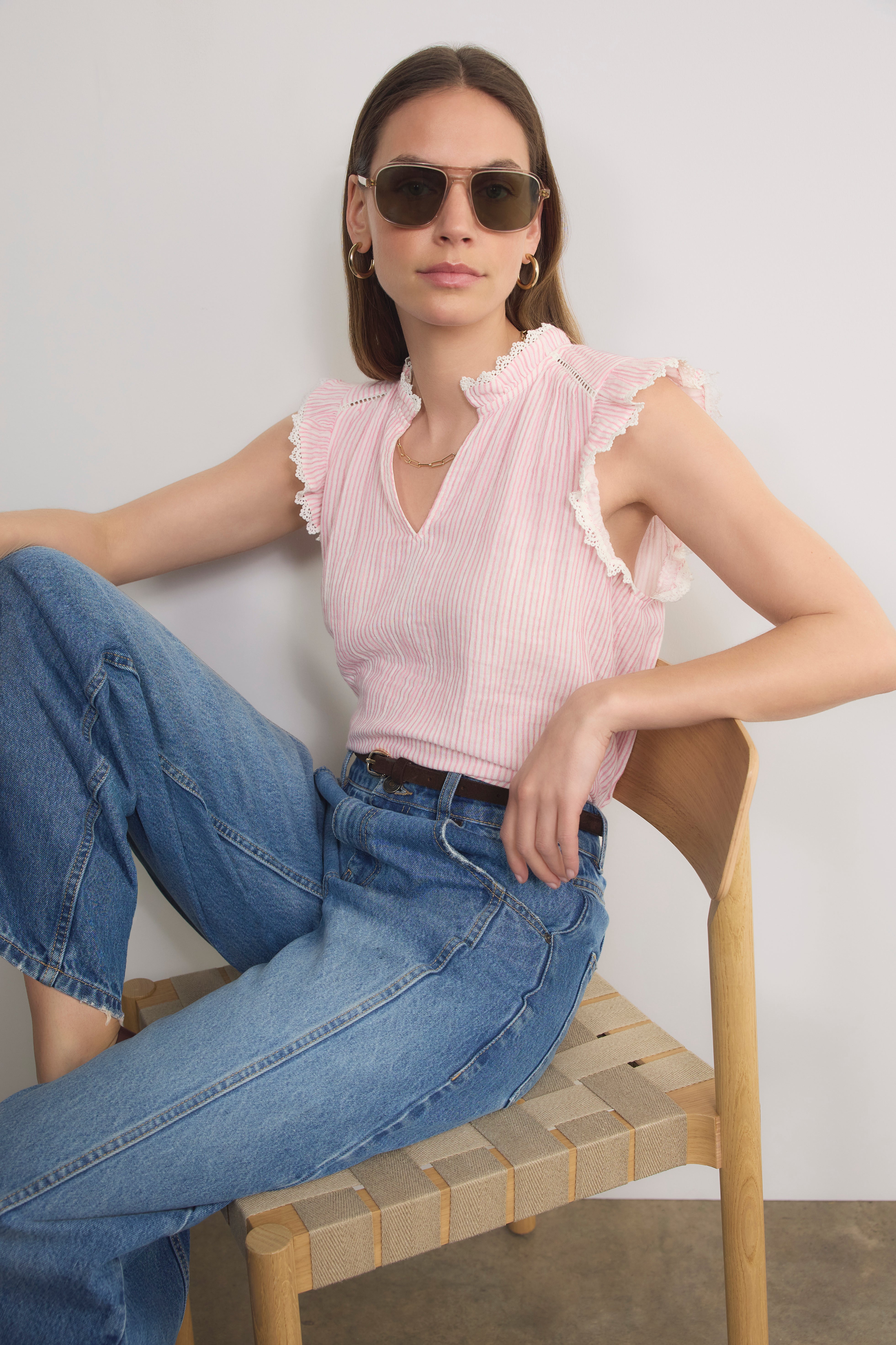 Marlow Top - Blush Pink/White Stripe