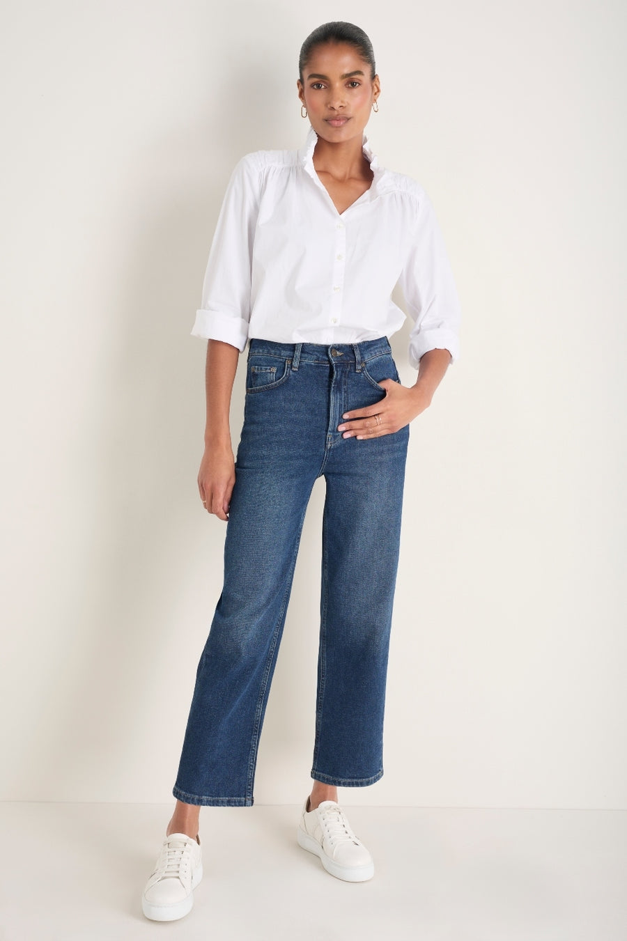 Saffie Straight Leg Jean - Mid Wash