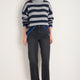 Liana Chunky Funnel Neck Jumper - Midnight/Grey Stripe