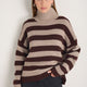 Liana Chunky Funnel Neck Jumper - Chocolate/Oat Stripe