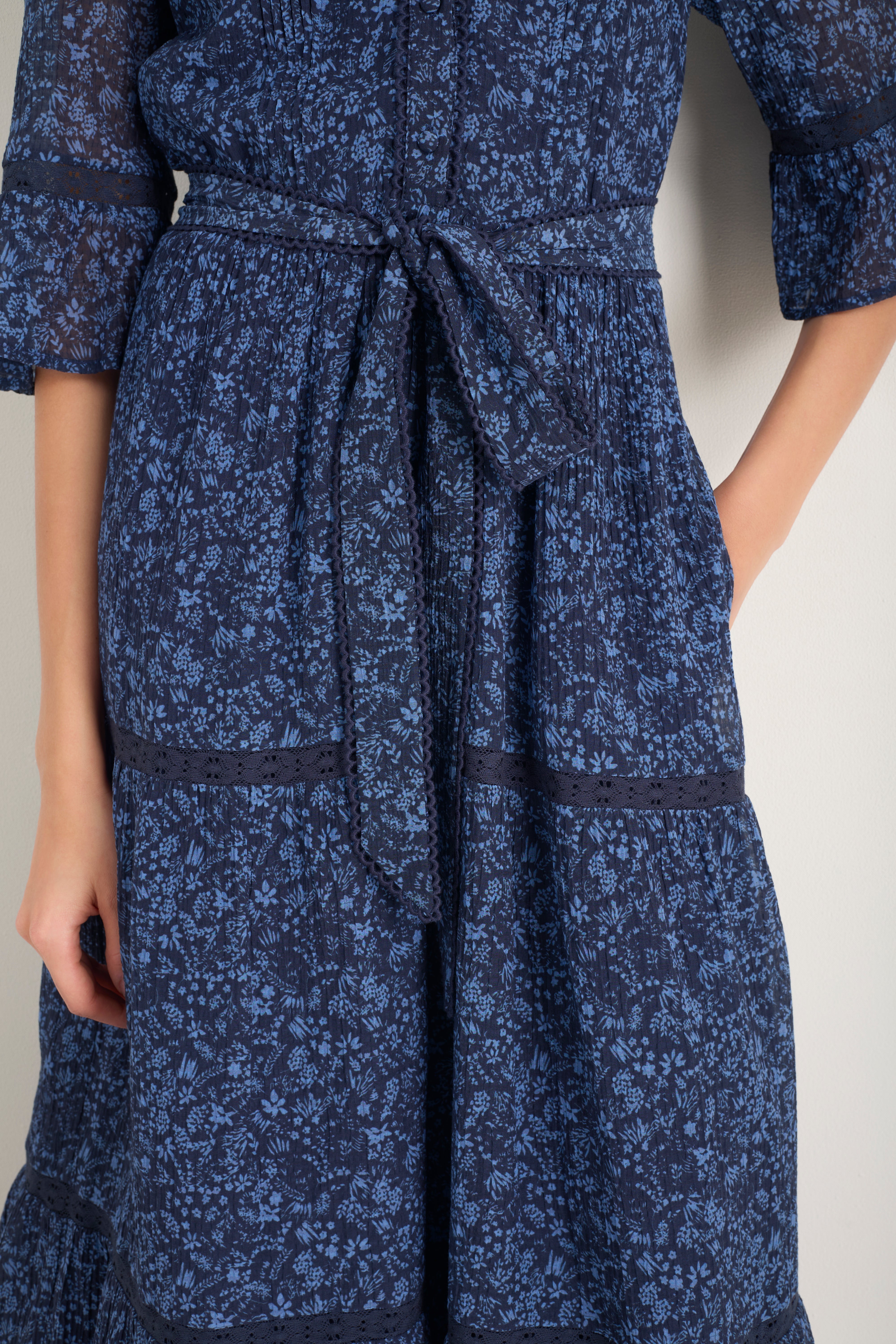 Samara Silk Blend Dress - Midnight Mono Floral