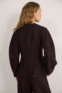 Sara Wool Blend Rounded Sleeve Jacket - Chocolate