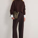 Sara Wool Blend Trouser - Chocolate