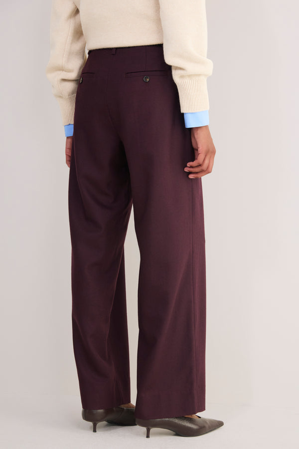 Sara Wool Trouser - Aubergine