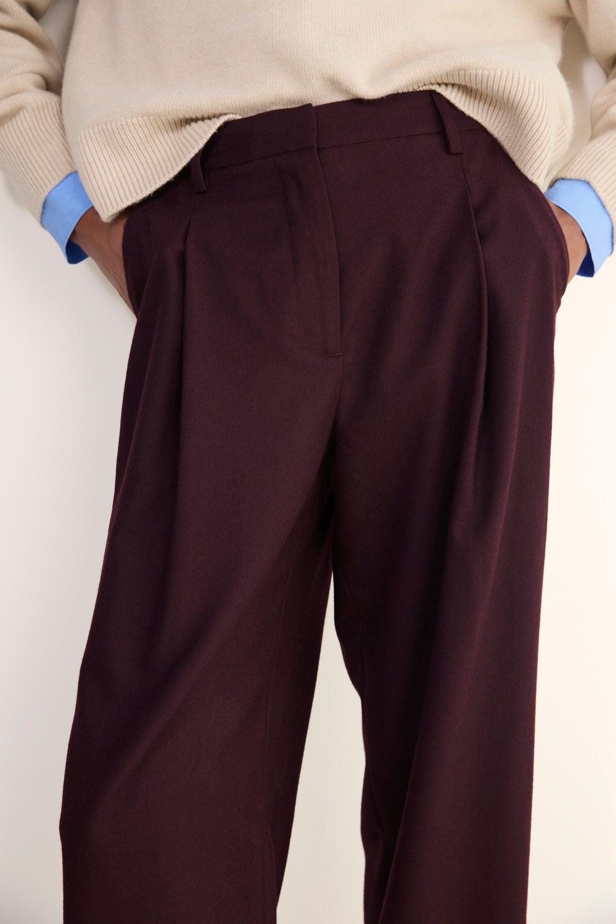 Sara Wool Trouser - Aubergine
