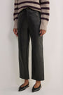 Sasha Leather Straight Leg Trouser - Black