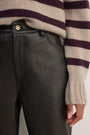 Sasha Leather Straight Leg Trouser - Black