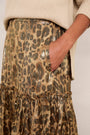 Saskia Silk Blend Lame Skirt - Leopard