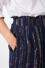 Saskia Stripe Shimmer Skirt - Midnight/Multi