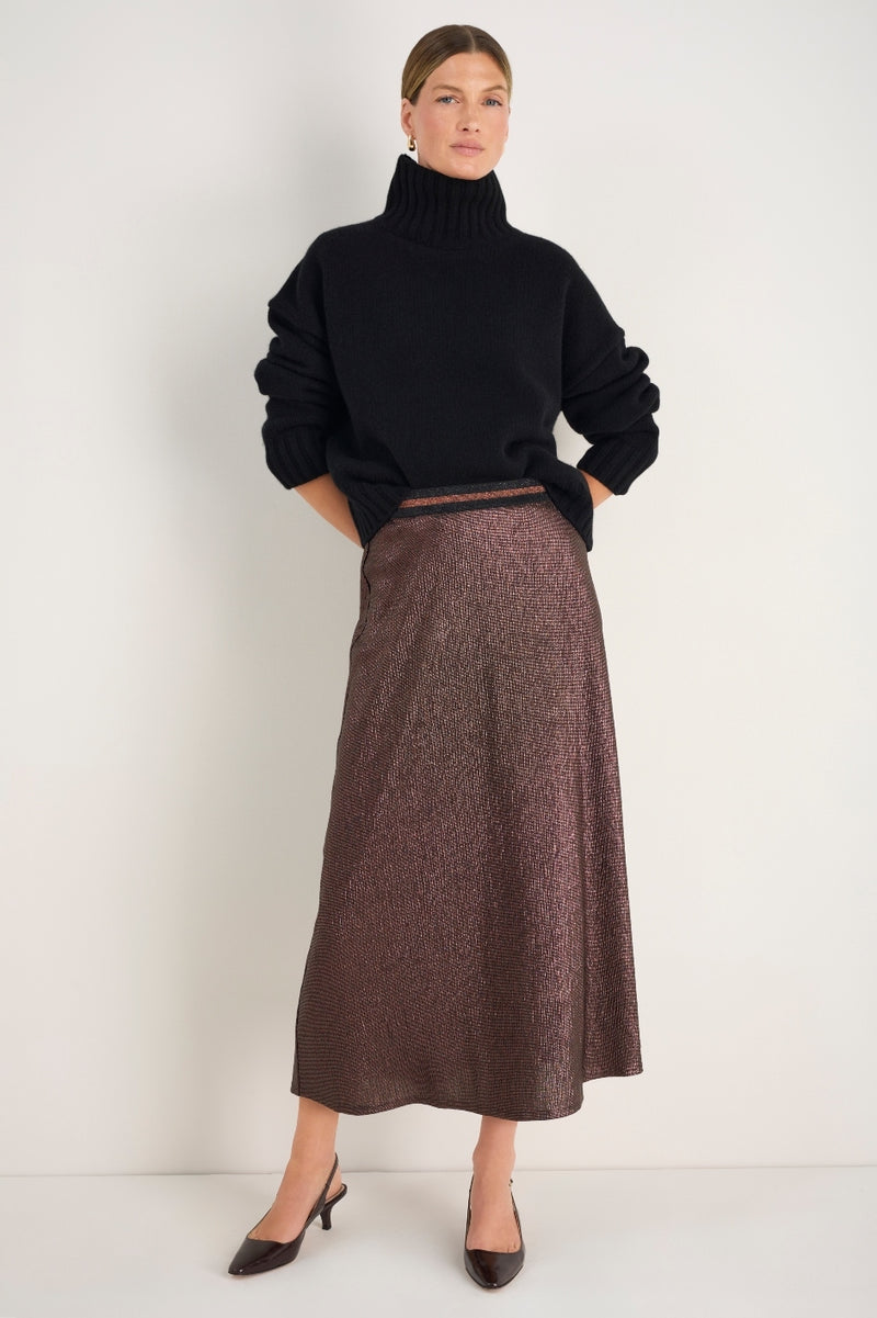 Sathony Metallic Skirt - Cocoa