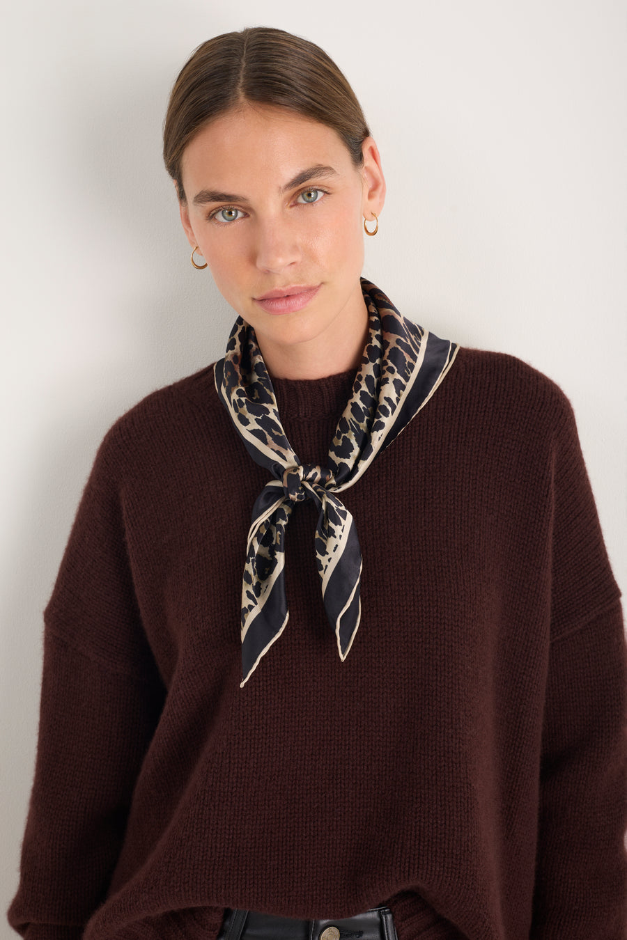 Serena Silk Scarf - Brown Leopard