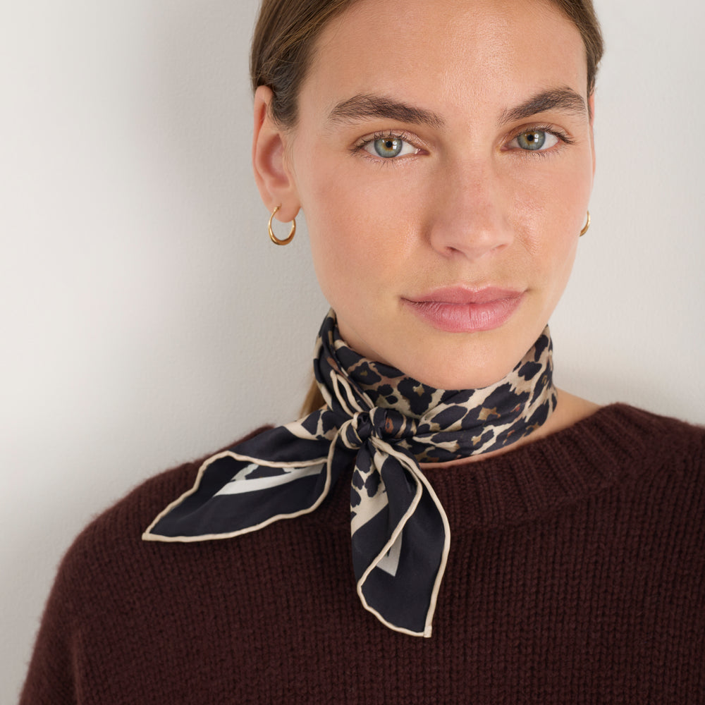 Serena Silk Scarf - Brown Leopard