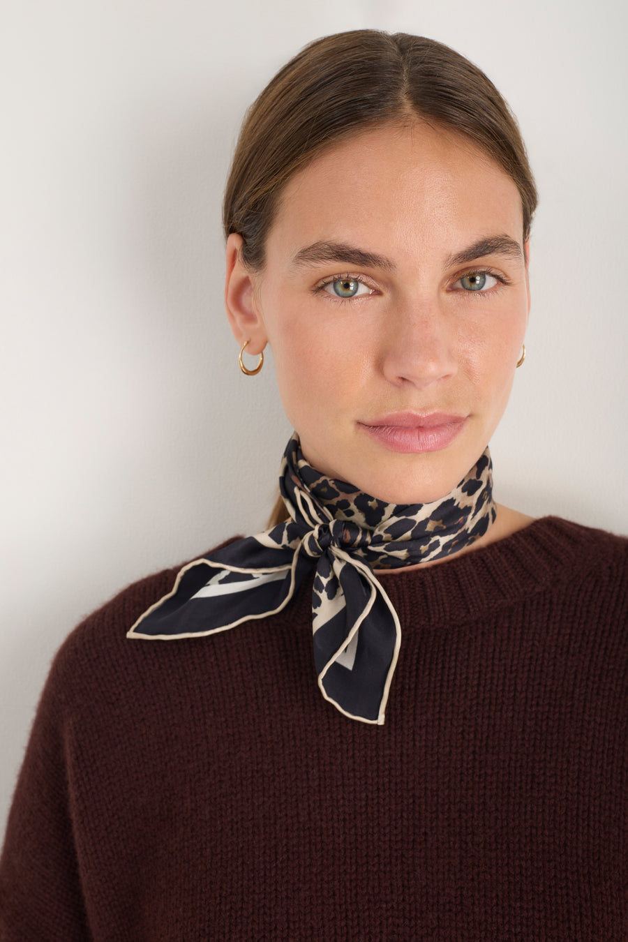 Serena Silk Scarf - Brown Leopard
