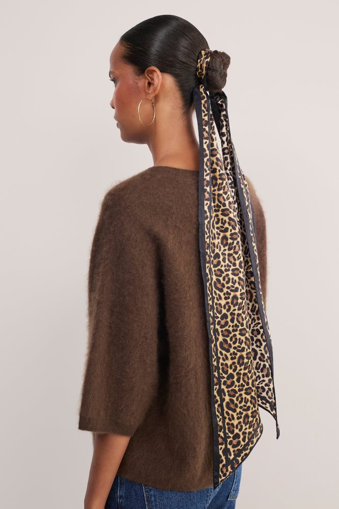 Serena Slim Silk Scarf - Leopard