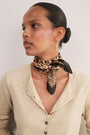 Serena Silk Scarf - Micro Leopard Trim