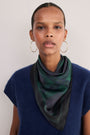 Serena Silk Scarf - Midnight/Forest Check