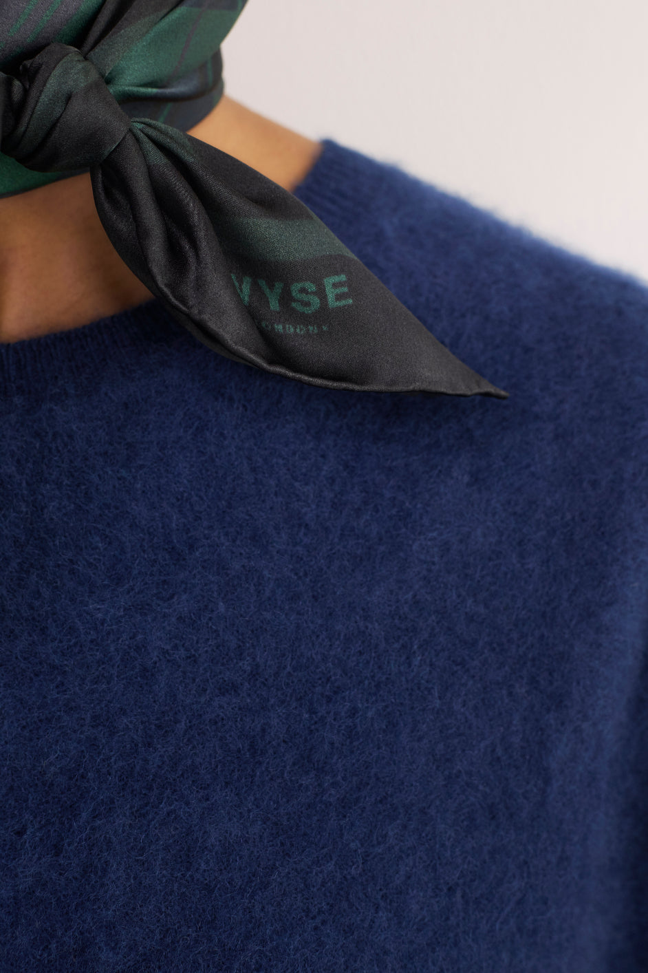 Serena Silk Scarf - Midnight/Forest Check