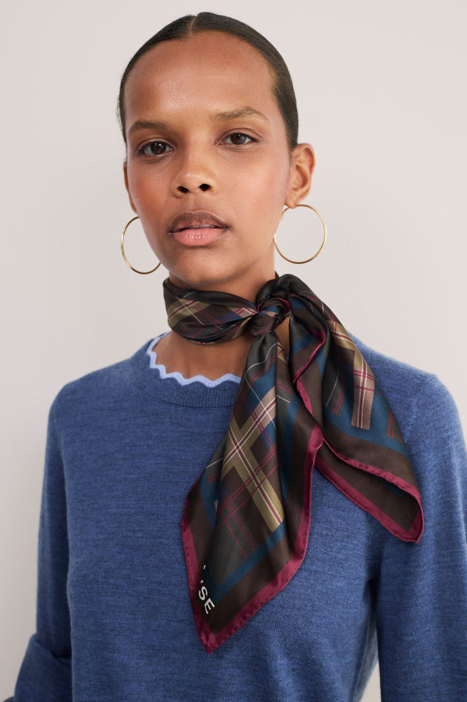 Serena Silk Scarf - Multi Check