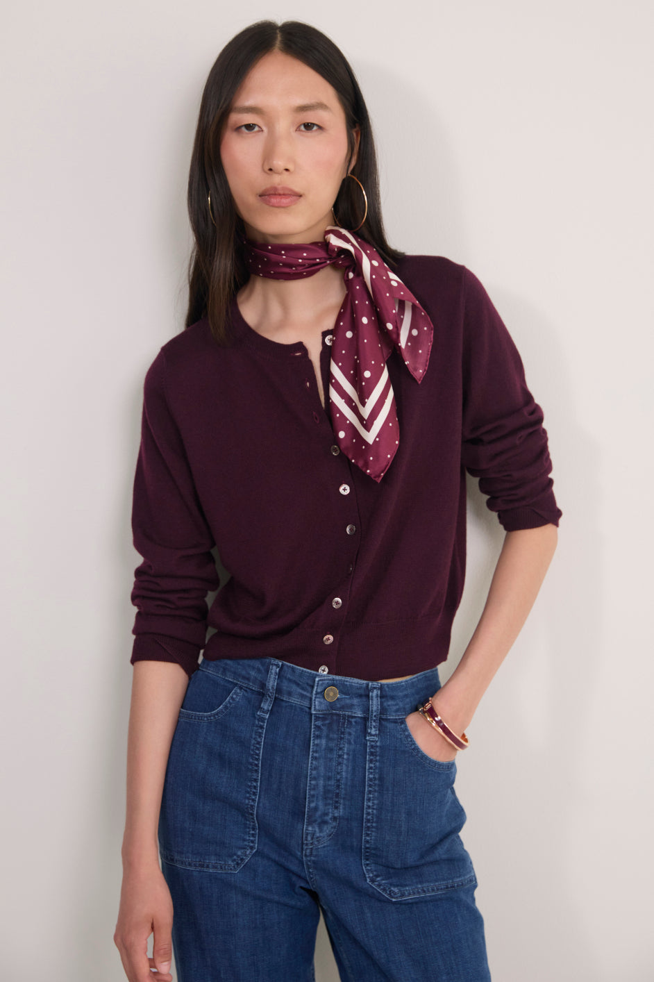 Serena Silk Scarf - Plum Spot