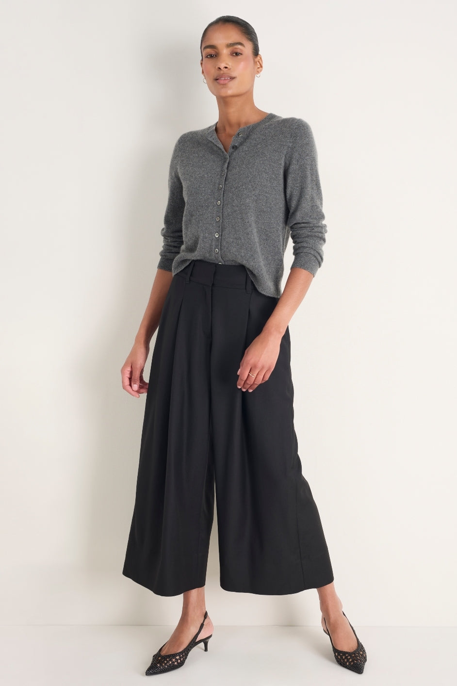 Sheila Wool Culotte Trouser - Black – WYSE London