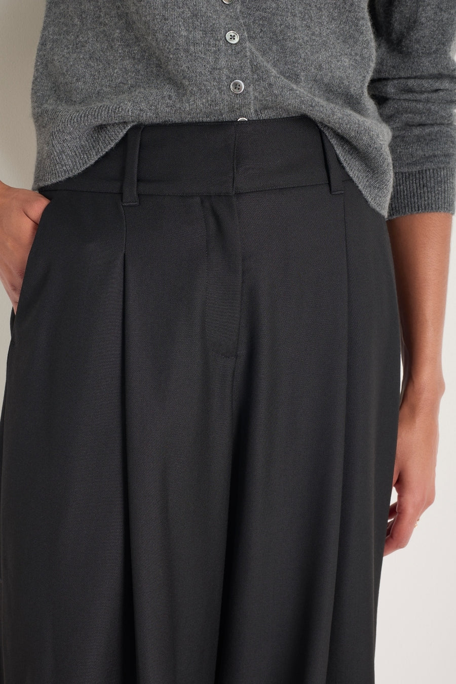 Sheila Wool Culotte Trouser - Black