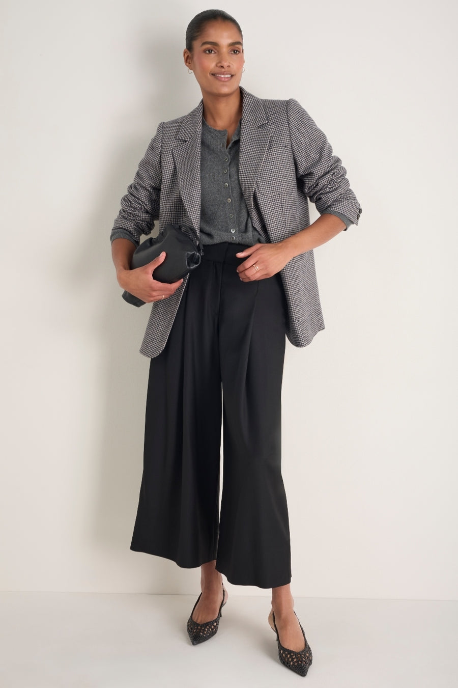 Sheila Wool Culotte Trouser - Black