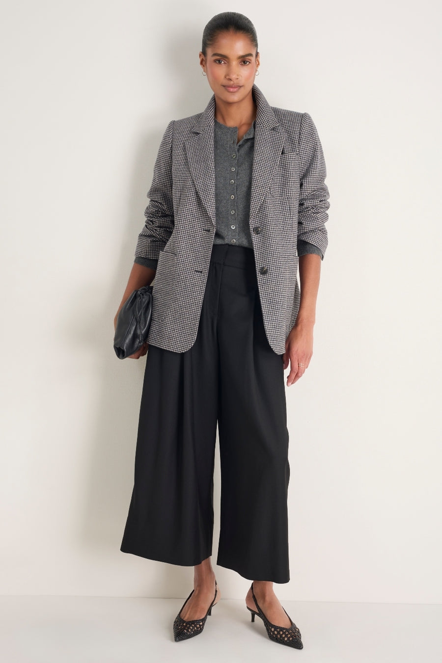Sheila Wool Culotte Trouser - Black