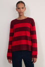 Sienna Brushed Jumper - Aubergine/Red Stripe