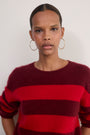 Sienna Brushed Jumper - Aubergine/Red Stripe