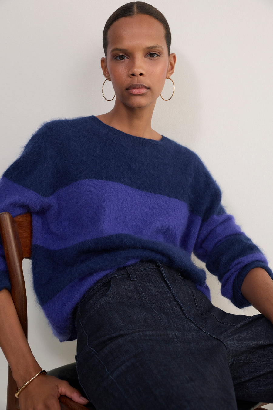 Sienna Brushed Jumper - Midnight/Purple Stripe
