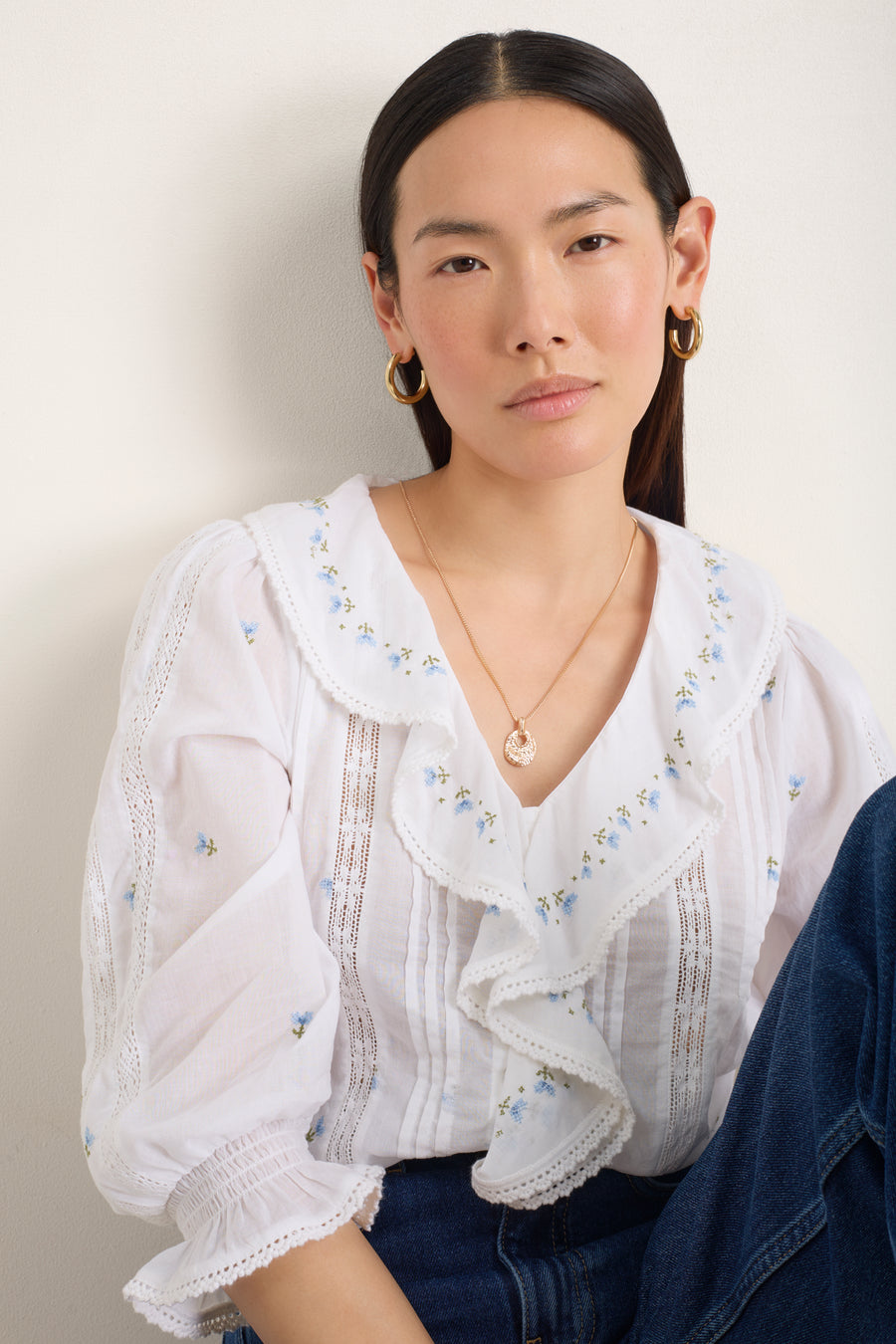 Sierra Blouse - Ivory Embroidered