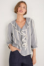 Sierra Blouse - Midnight/Ivory Check
