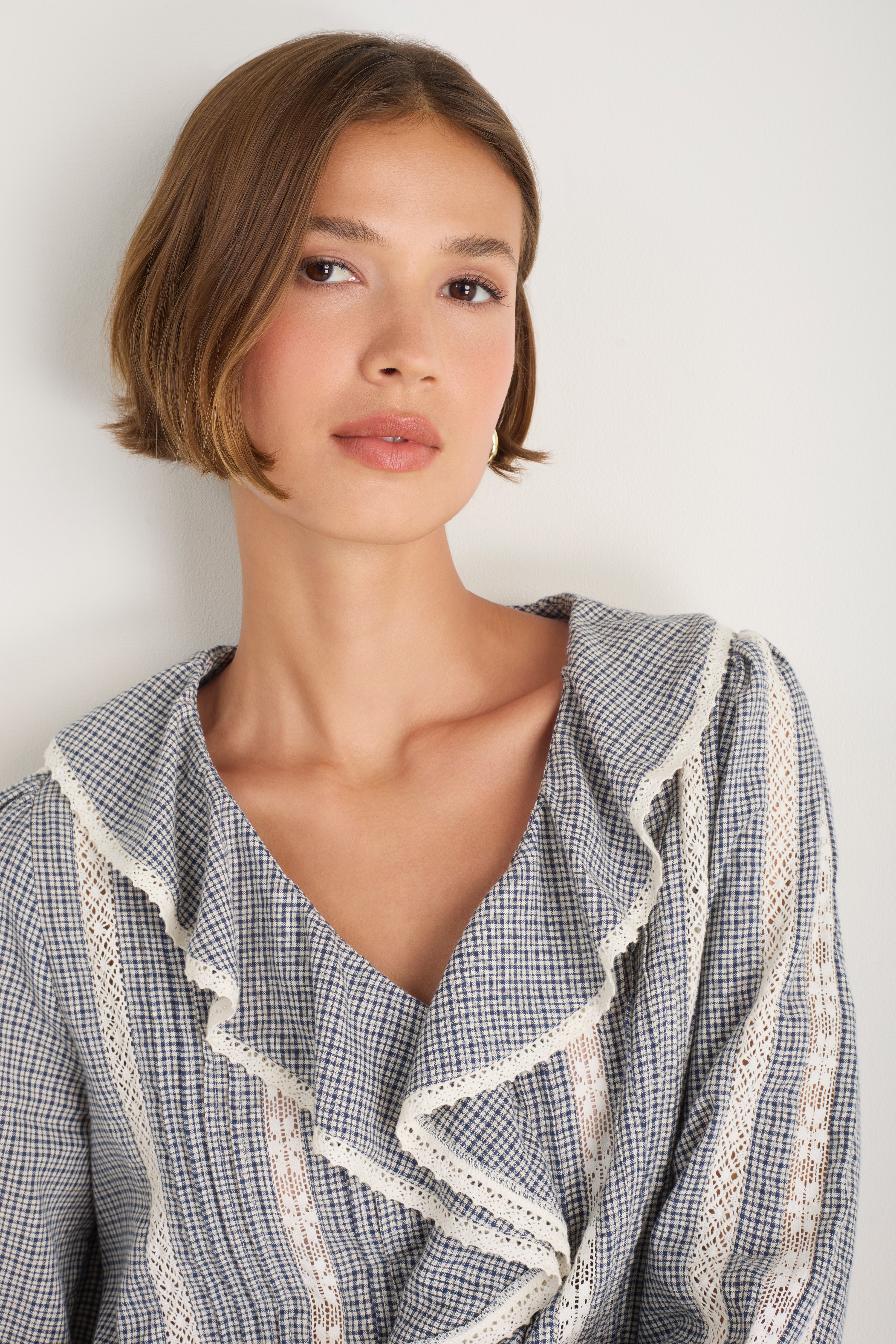 Sierra Blouse - Midnight/Ivory Check