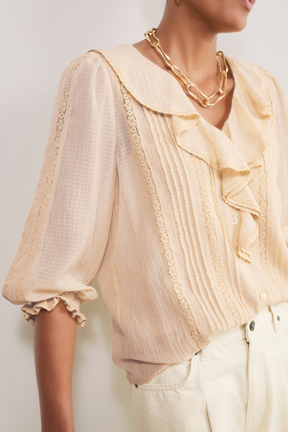 Sierra Silk Blend Blouse - Oyster