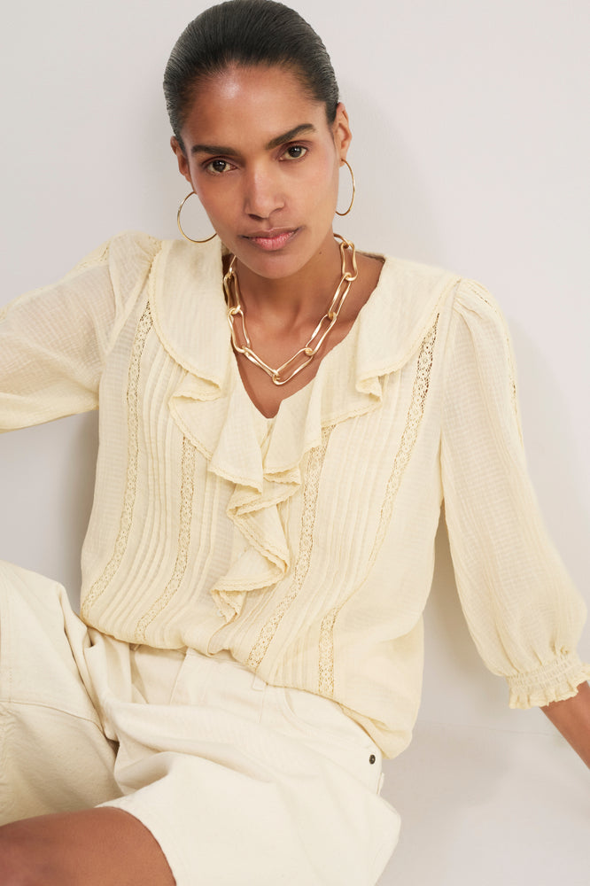 Sierra Silk Blend Blouse - Oyster