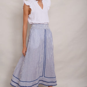 Sophia Skirt - Blue Stripe