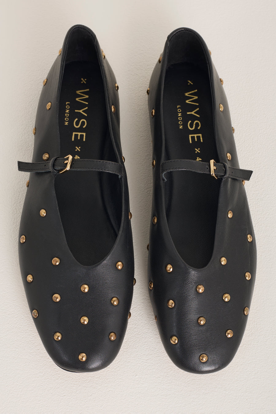 Stella Leather Studded Ballet Flat - Black