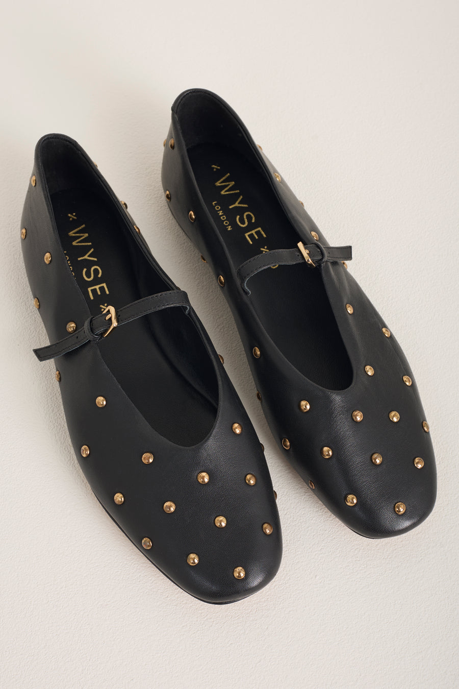 Stella Leather Studded Ballet Flat - Black