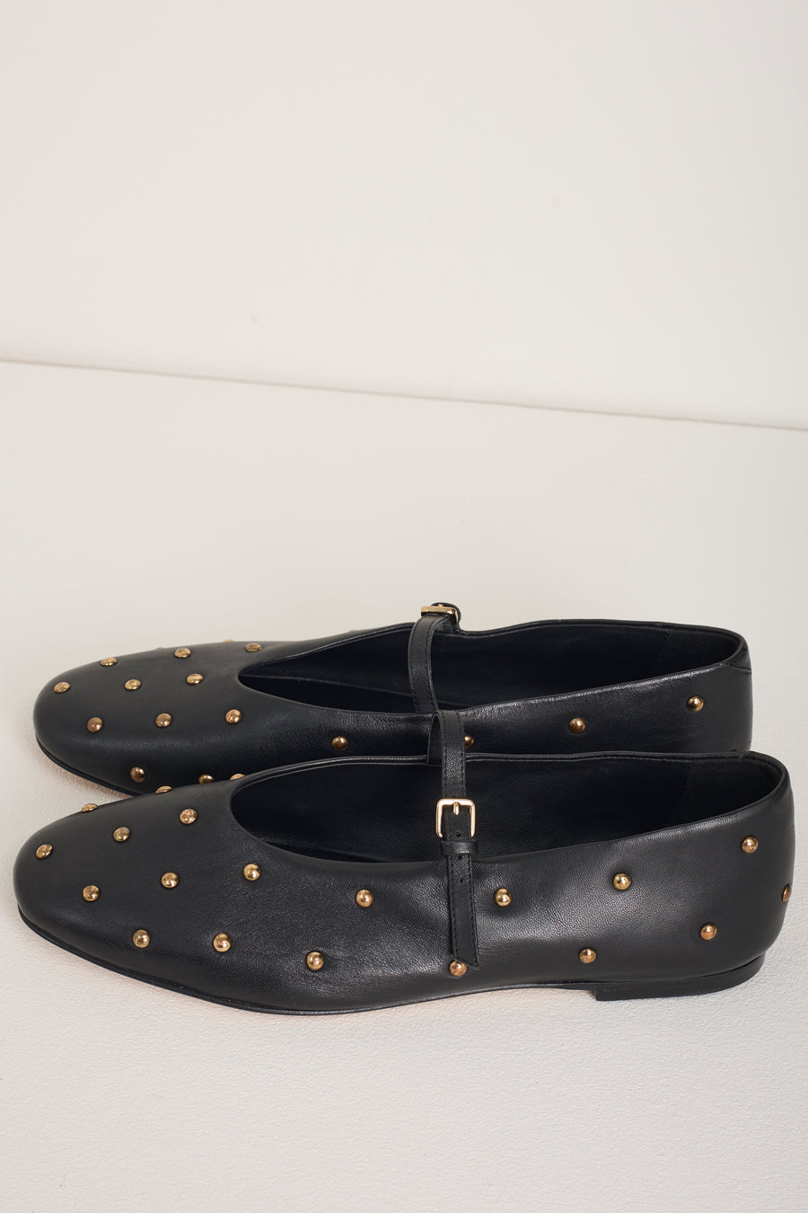 Stella Leather Studded Ballet Flat - Black