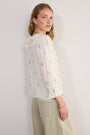 Stella Ruffle Blouse - Ivory Floral Cluster