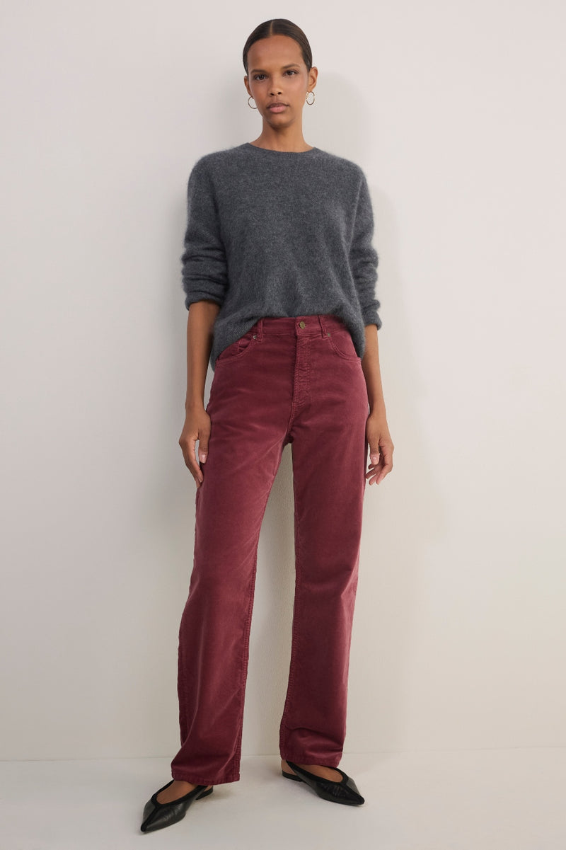 Stevie Straight Leg Cord Trouser - Dusky Rose