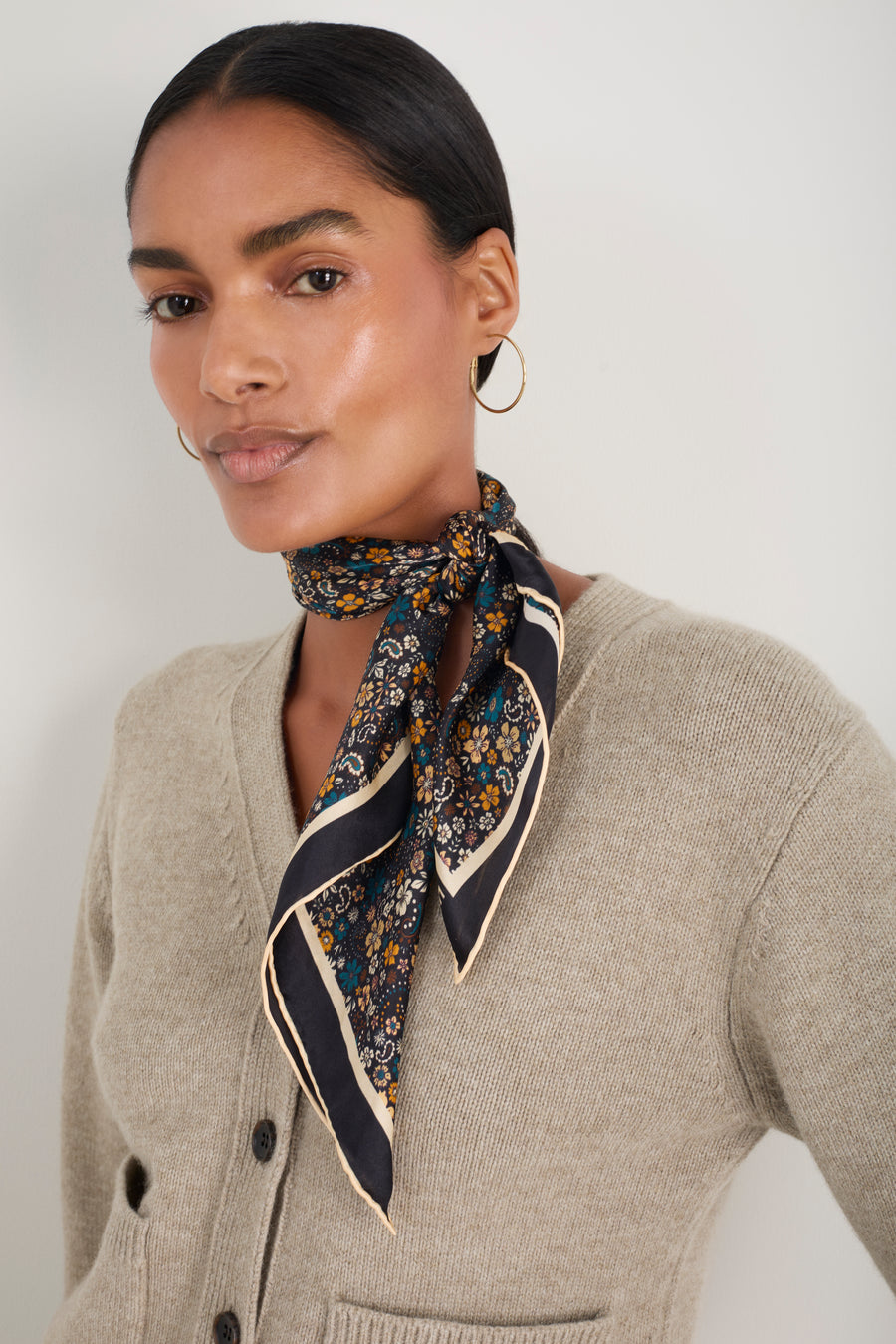 Serena Silk Scarf - Retro Floral