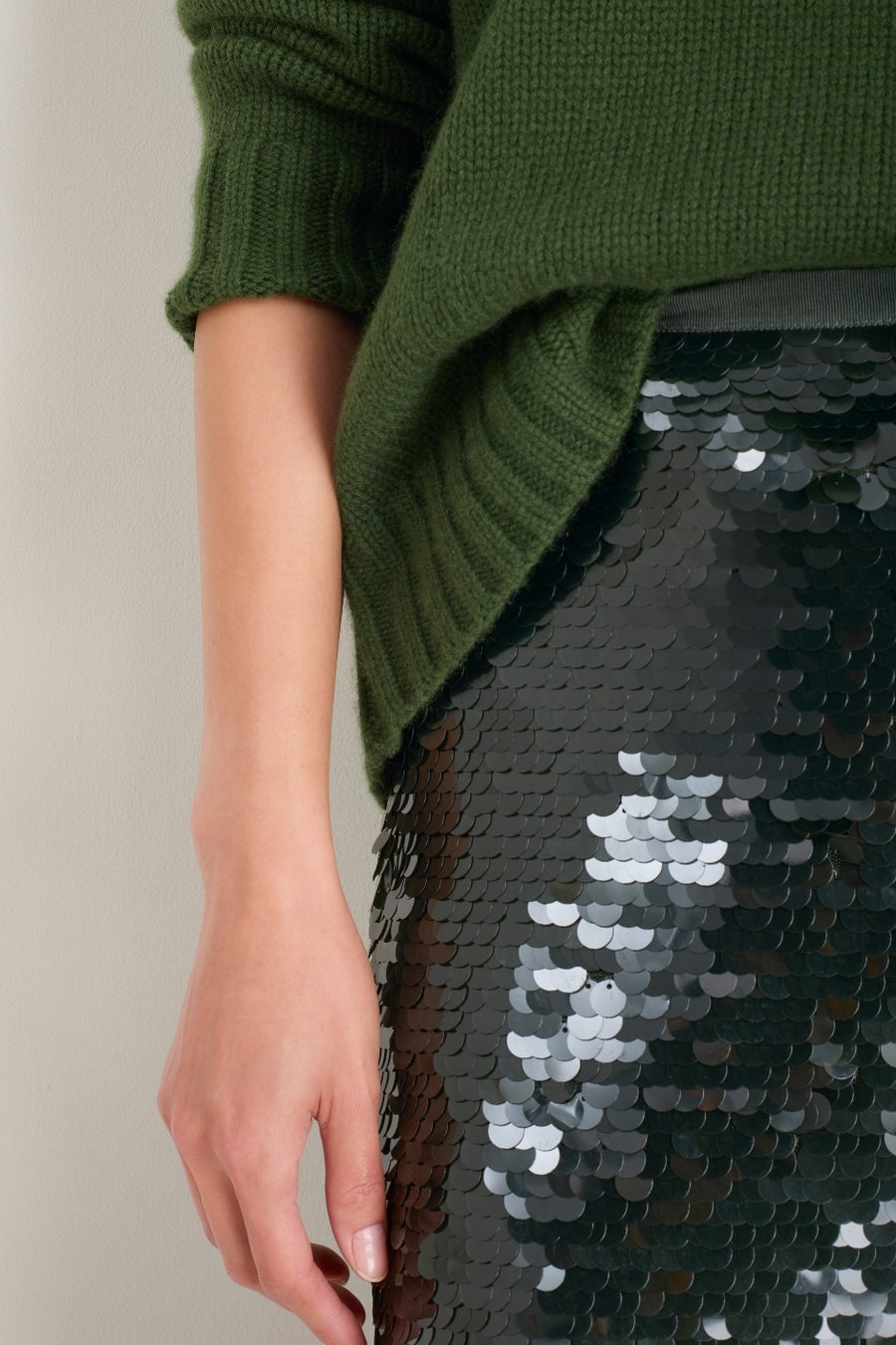 Suzy Sequin Skirt - Deep Olive