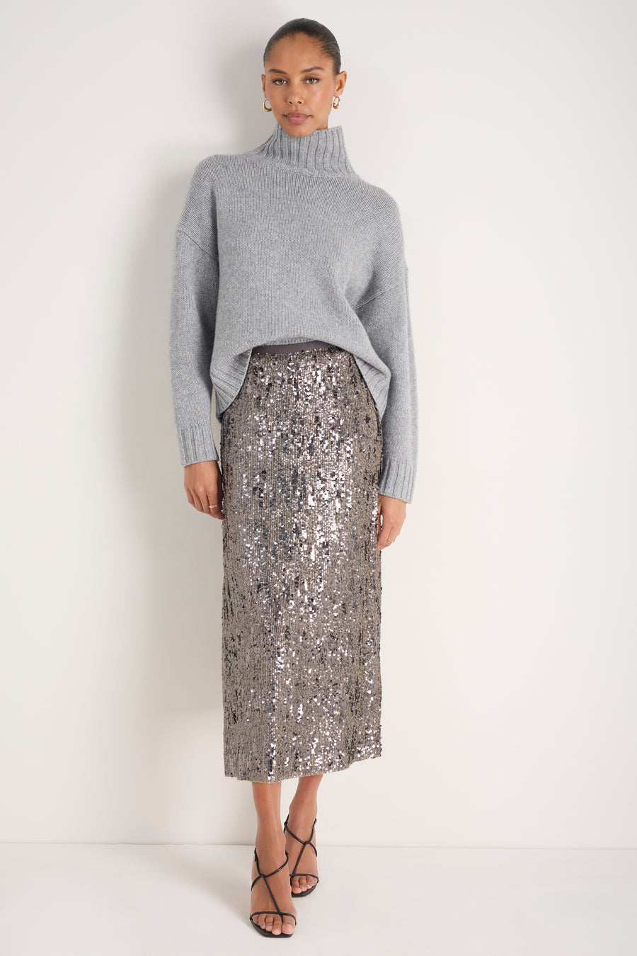 Suzy Sequin Skirt - Pewter
